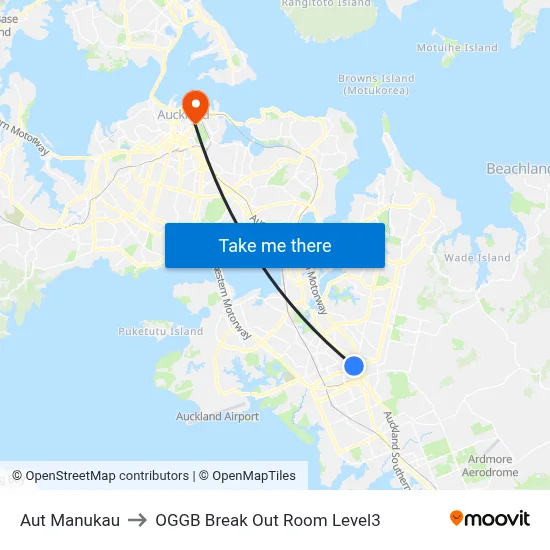 Aut Manukau to OGGB Break Out Room Level3 map