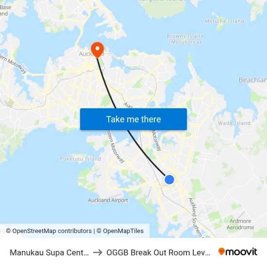 Manukau Supa Centre to OGGB Break Out Room Level3 map