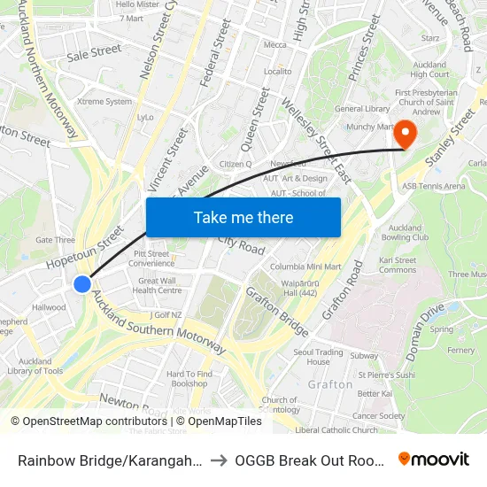 Rainbow Bridge/Karangahape Road to OGGB Break Out Room Level3 map