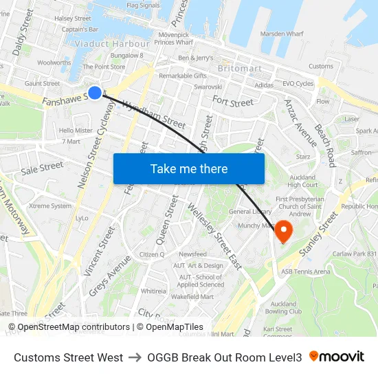 Customs Street West to OGGB Break Out Room Level3 map