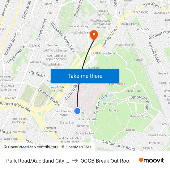 Park Road/Auckland City Hospital to OGGB Break Out Room Level3 map