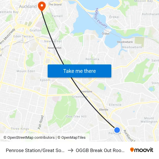 Penrose Station/Great South Road to OGGB Break Out Room Level3 map