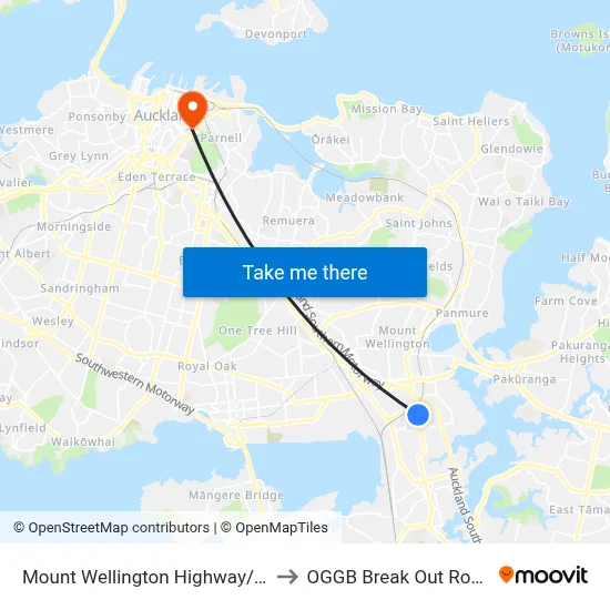 Mount Wellington Highway/Vestey Drive to OGGB Break Out Room Level3 map