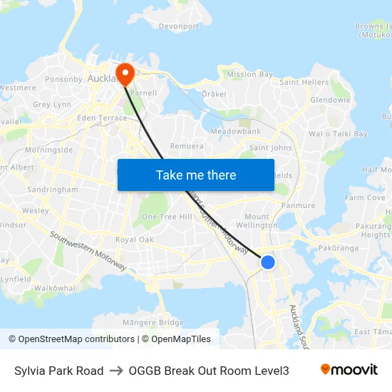 Sylvia Park Road to OGGB Break Out Room Level3 map
