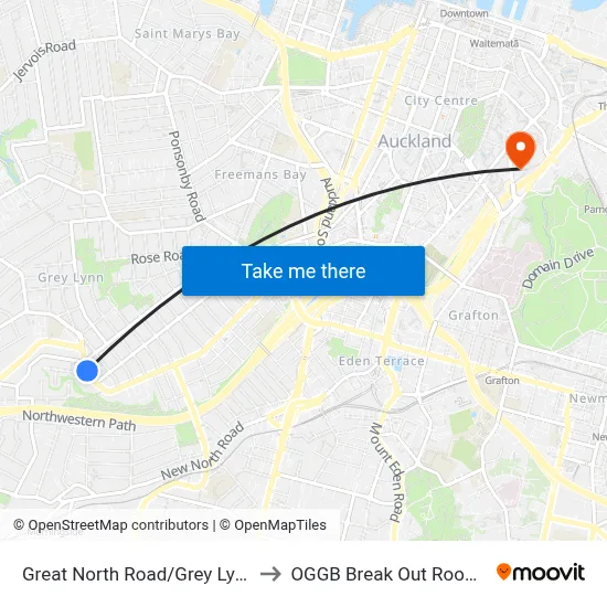 Great North Road/Grey Lynn Shops to OGGB Break Out Room Level3 map