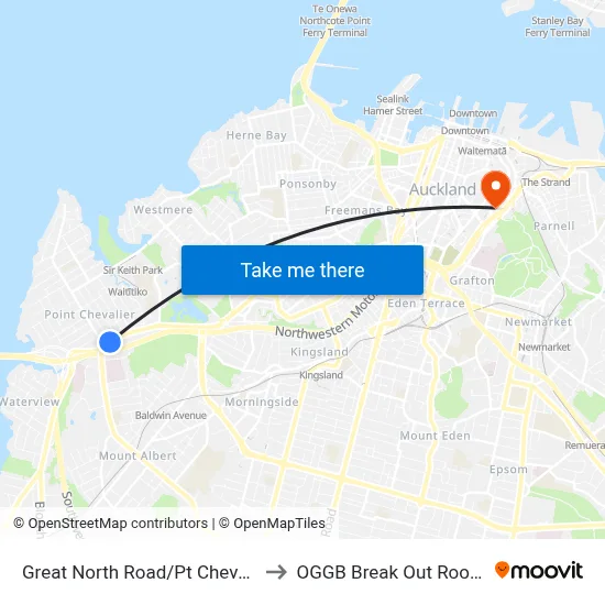 Great North Road/Pt Chevalier Shops to OGGB Break Out Room Level3 map