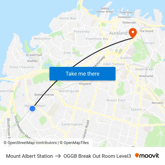 Mount Albert Station to OGGB Break Out Room Level3 map