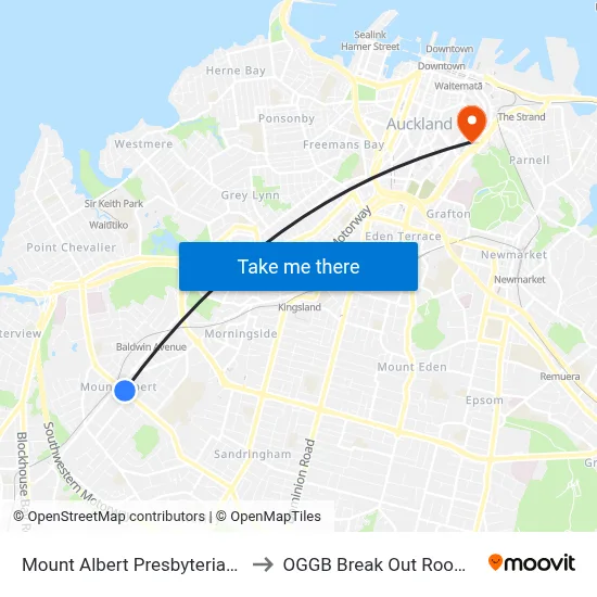 Mount Albert Presbyterian Church to OGGB Break Out Room Level3 map