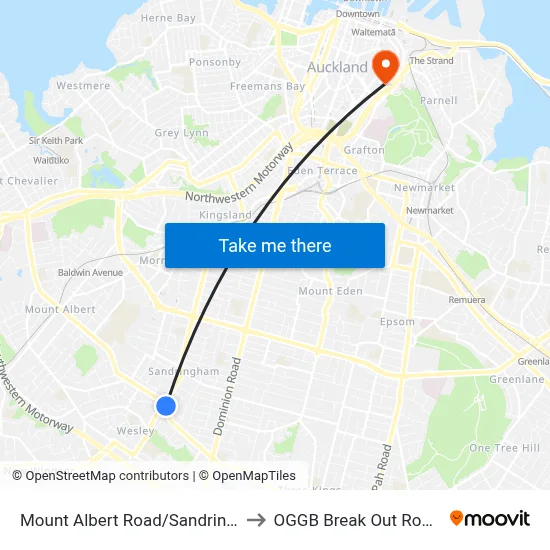 Mount Albert Road/Sandringham Road to OGGB Break Out Room Level3 map