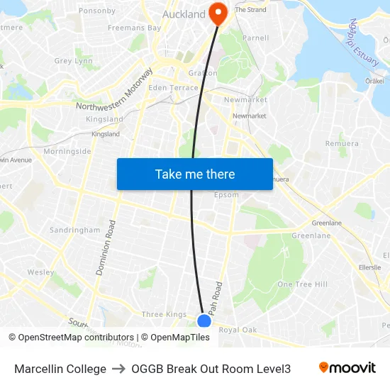 Marcellin College to OGGB Break Out Room Level3 map