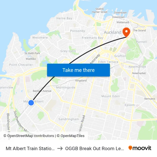 Mt Albert Train Station 2 to OGGB Break Out Room Level3 map