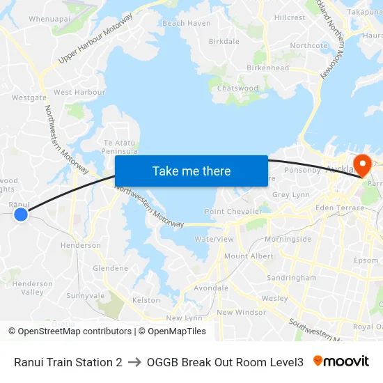 Ranui Train Station 2 to OGGB Break Out Room Level3 map