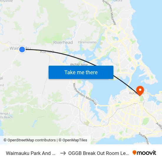 Waimauku Park And Ride to OGGB Break Out Room Level3 map