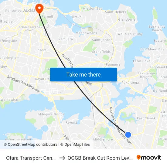 Otara Transport Centre to OGGB Break Out Room Level3 map