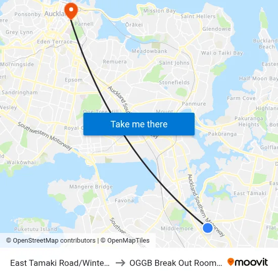 East Tamaki Road/Wintere Road to OGGB Break Out Room Level3 map