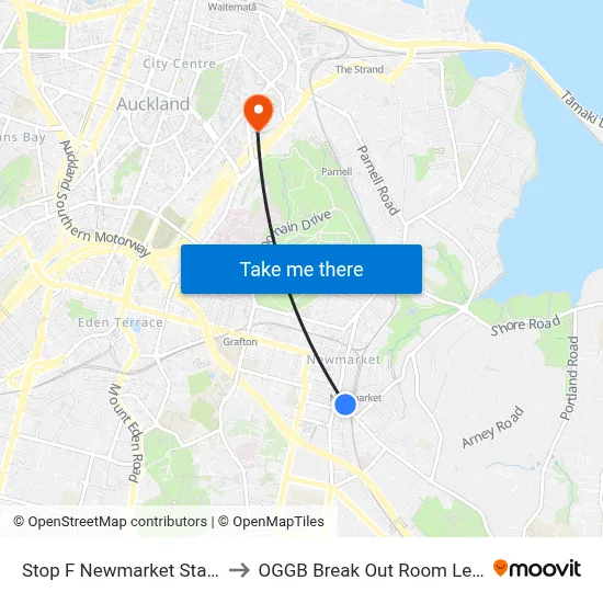 Stop F Newmarket Station to OGGB Break Out Room Level3 map
