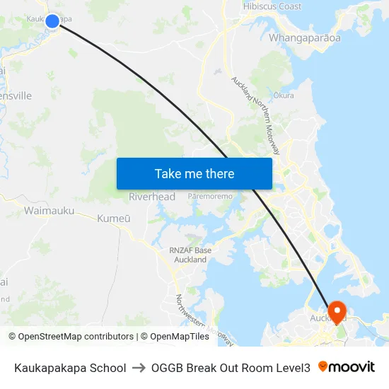 Kaukapakapa School to OGGB Break Out Room Level3 map