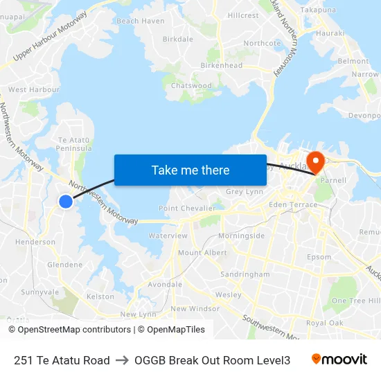 251 Te Atatu Road to OGGB Break Out Room Level3 map