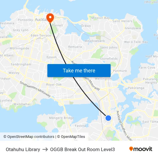 Otahuhu Library to OGGB Break Out Room Level3 map