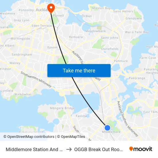 Middlemore Station And Hospital to OGGB Break Out Room Level3 map