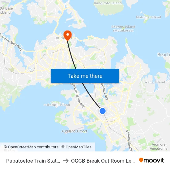 Papatoetoe Train Station to OGGB Break Out Room Level3 map