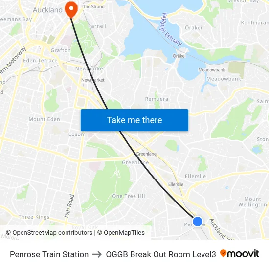 Penrose Train Station to OGGB Break Out Room Level3 map