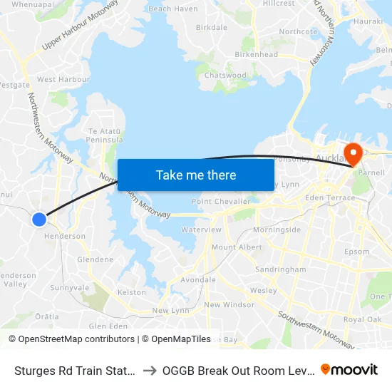 Sturges Rd Train Station to OGGB Break Out Room Level3 map