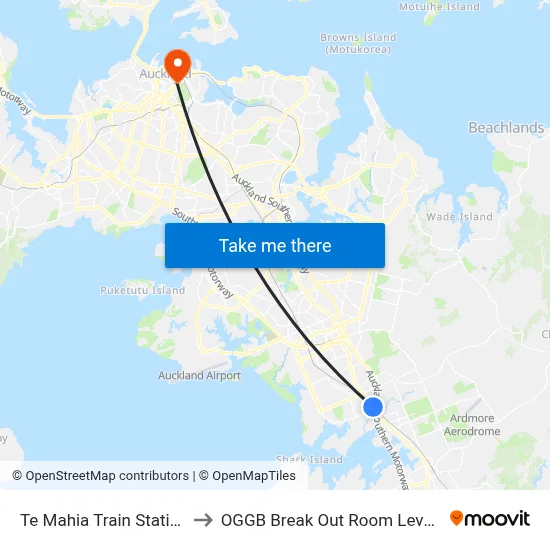 Te Mahia Train Station to OGGB Break Out Room Level3 map