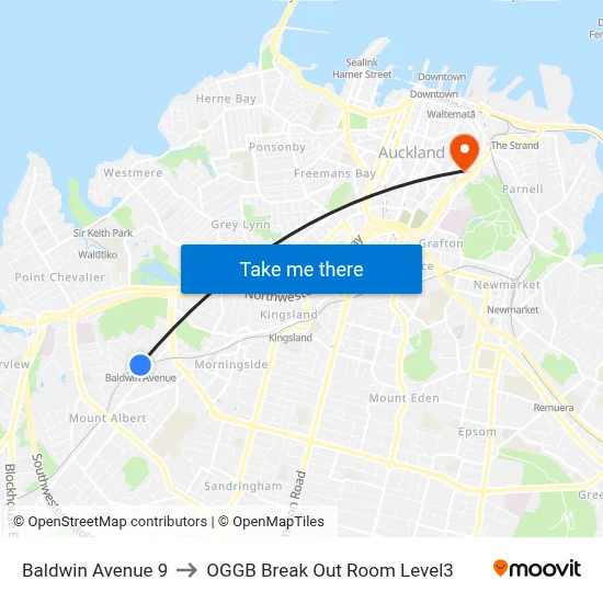 Baldwin Avenue 9 to OGGB Break Out Room Level3 map