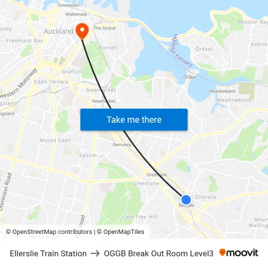 Ellerslie Train Station to OGGB Break Out Room Level3 map