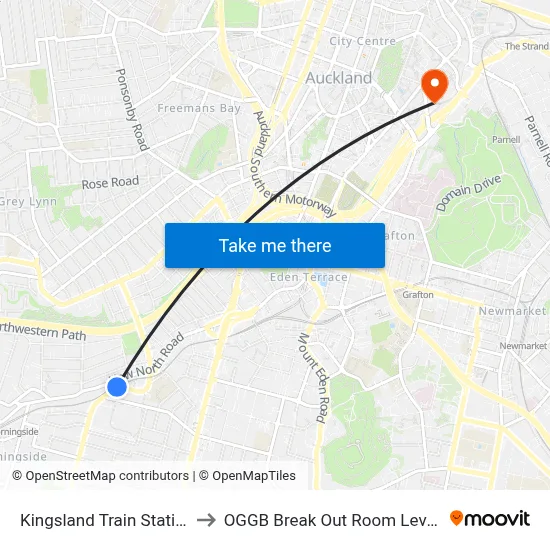 Kingsland Train Station to OGGB Break Out Room Level3 map