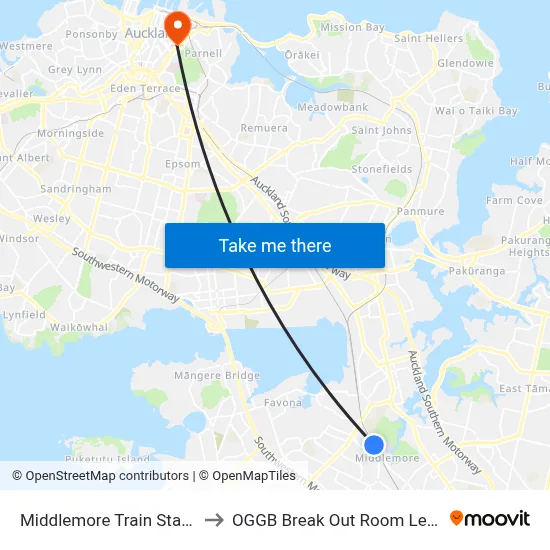 Middlemore Train Station to OGGB Break Out Room Level3 map