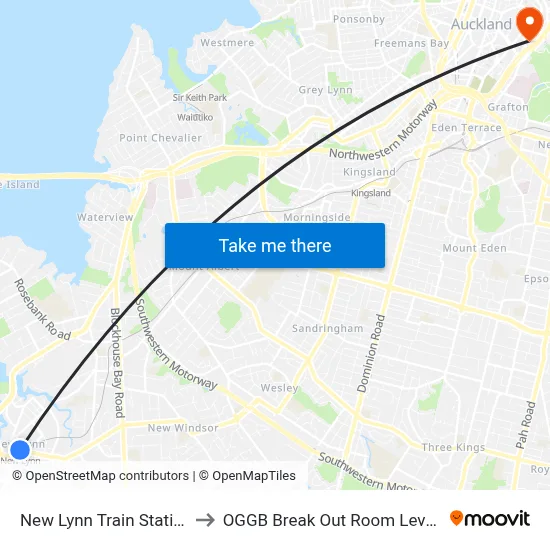 New Lynn Train Station to OGGB Break Out Room Level3 map