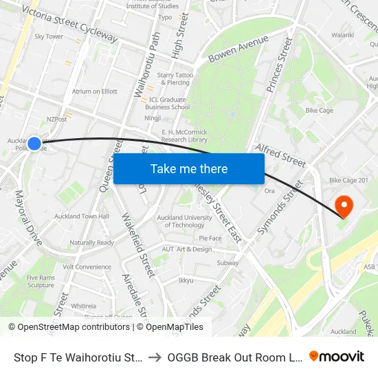 Stop F Te Waihorotiu Station to OGGB Break Out Room Level3 map