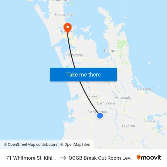 71 Whitmore St, Kihikihi to OGGB Break Out Room Level3 map
