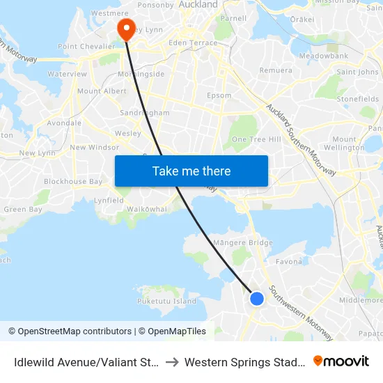 Idlewild Avenue/Valiant Street to Western Springs Stadium map