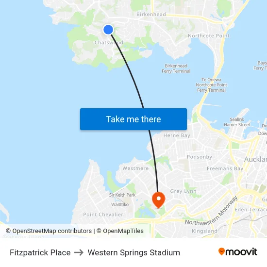 Fitzpatrick Place to Western Springs Stadium map