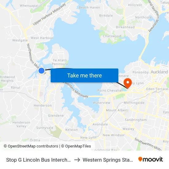 Stop G Lincoln Bus Interchange to Western Springs Stadium map