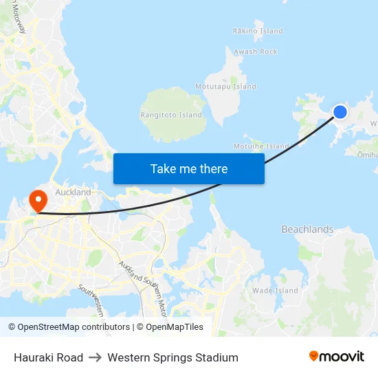 Hauraki Road to Western Springs Stadium map