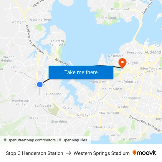 Stop C Henderson Station to Western Springs Stadium map