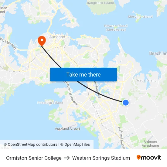 Ormiston Senior College to Western Springs Stadium map