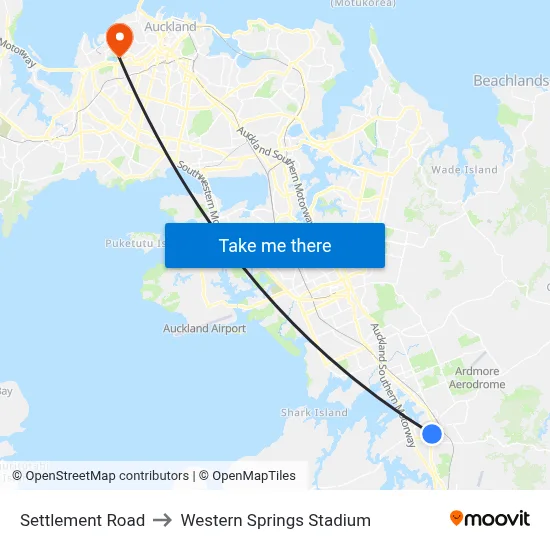 Settlement Road to Western Springs Stadium map