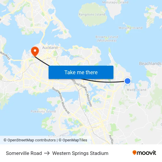 Somerville Road to Western Springs Stadium map