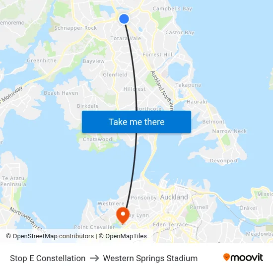 Stop E Constellation to Western Springs Stadium map