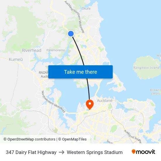 347 Dairy Flat Highway to Western Springs Stadium map