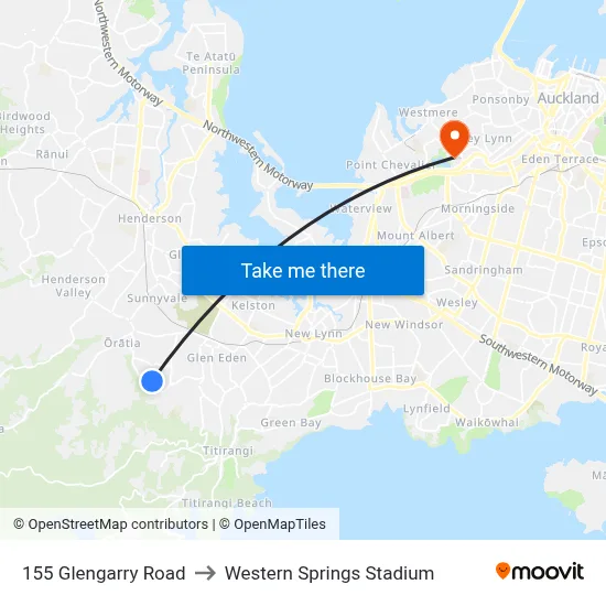155 Glengarry Road to Western Springs Stadium map