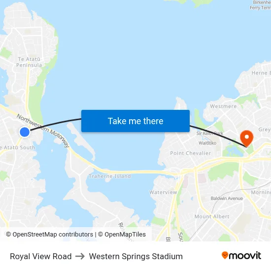 Royal View Road to Western Springs Stadium map