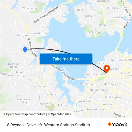 18 Reynella Drive to Western Springs Stadium map