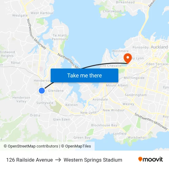 126 Railside Avenue to Western Springs Stadium map