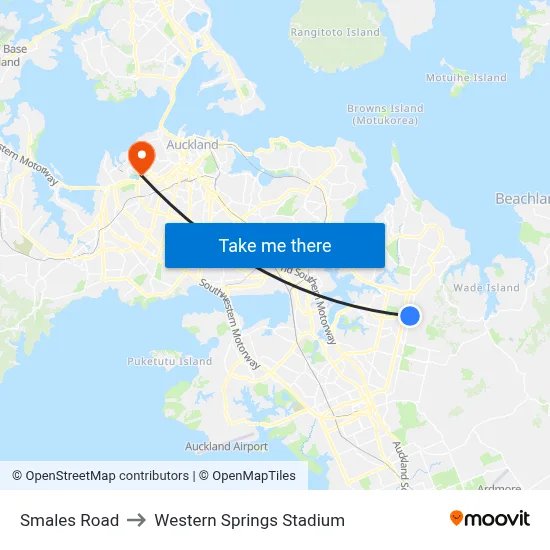 Smales Road to Western Springs Stadium map